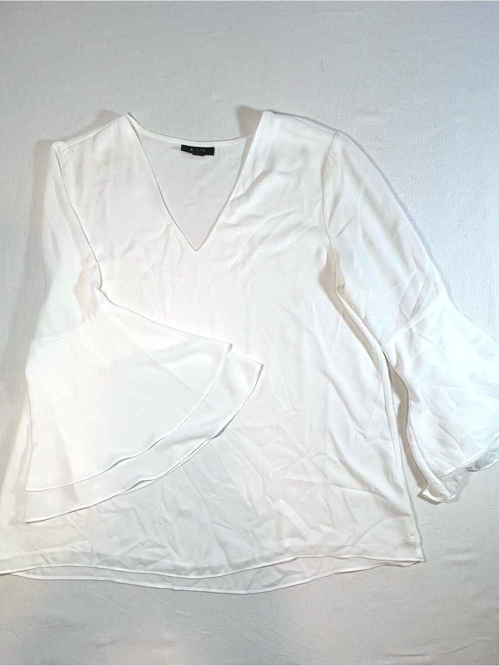 Alfani White V-Neck Bell-Sleeve Blouse